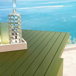 MOBELLIA Table de jardin extensible en aluminium 8 places (90/180 x 90 cm) Murano Vert olive Clearance