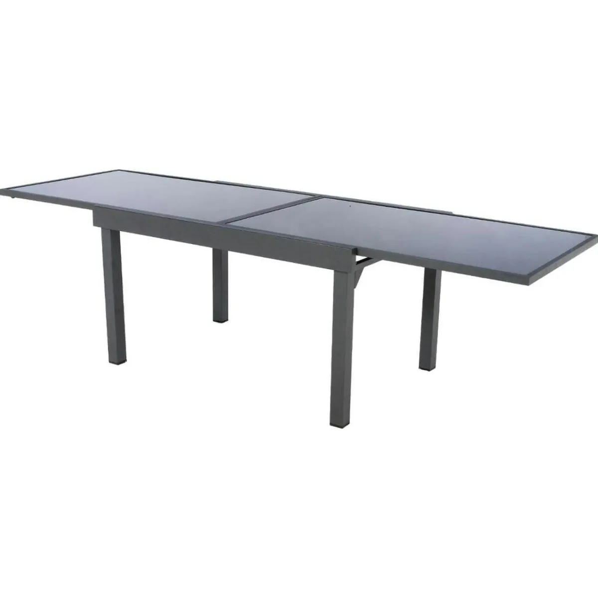 MOBELLIA Table de jardin extensible en verre 12 places (200/320 x 100 cm) Murano Gris Anthracite