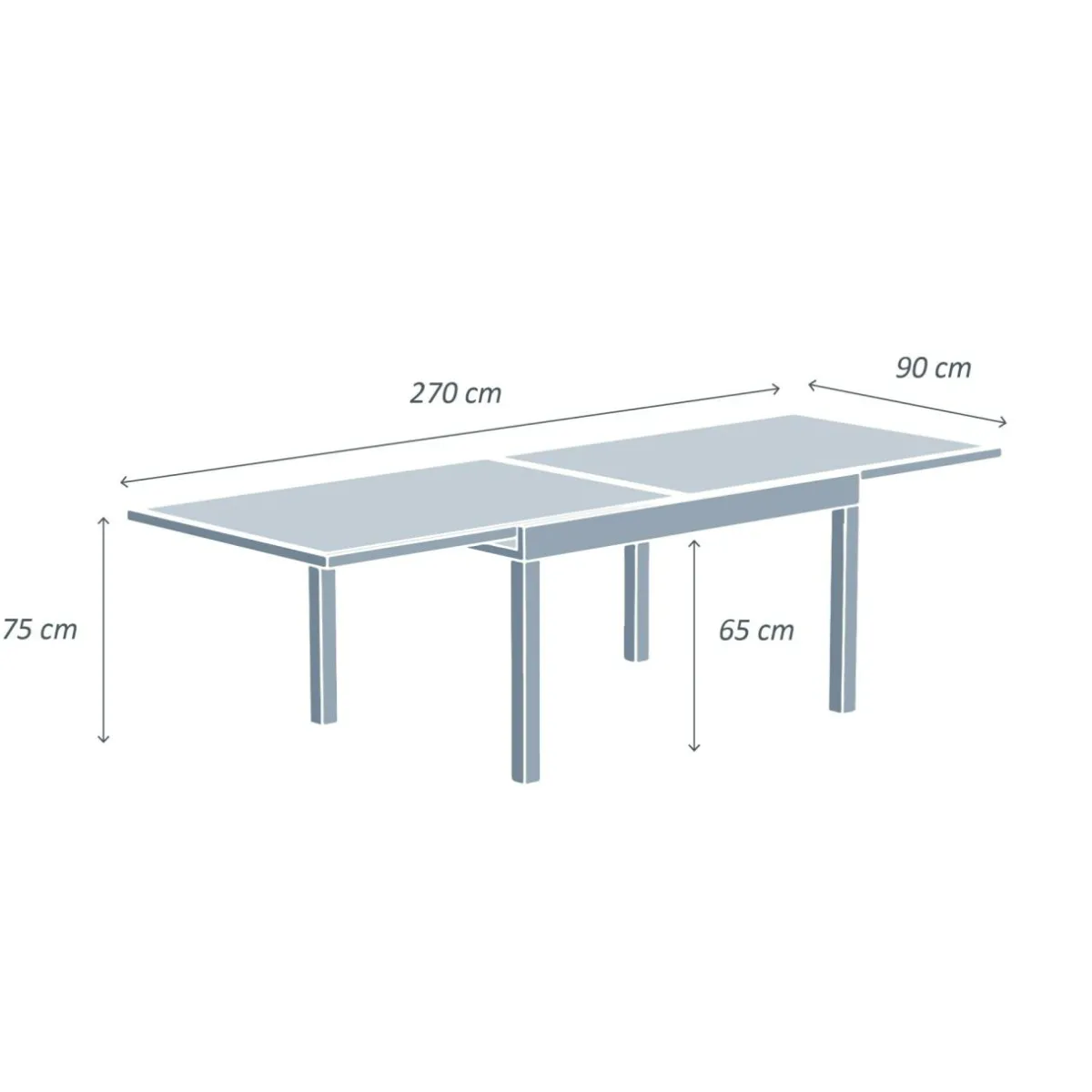 MOBELLIA Table de jardin extensible en verre 10 places (135/270 x 90 cm) Murano Blanc Discount
