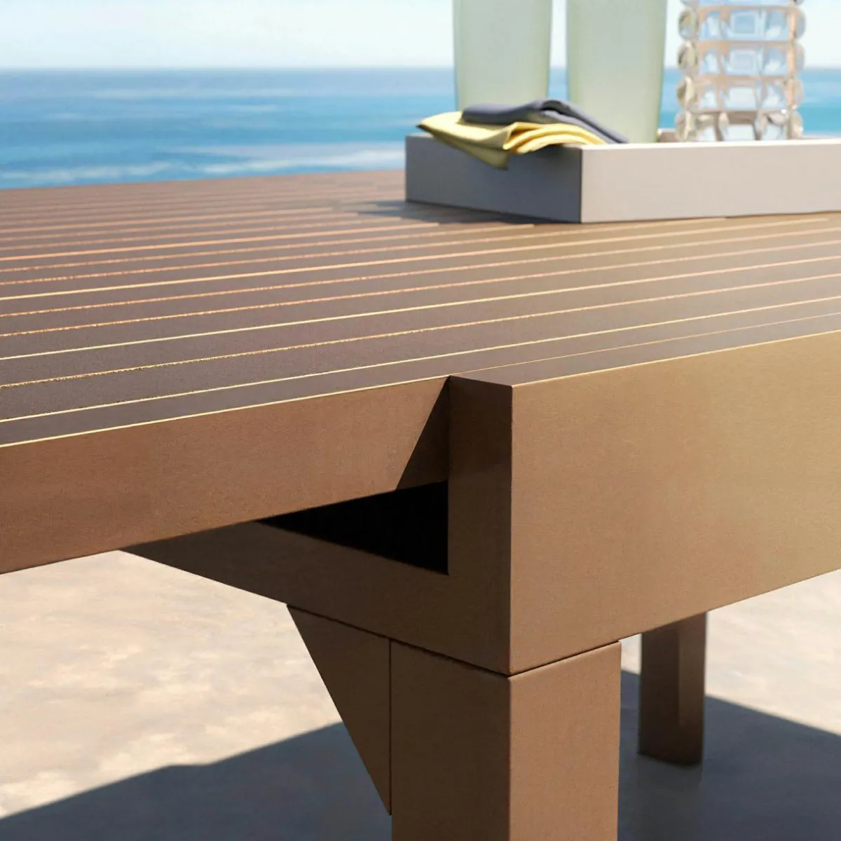 MOBELLIA Table de jardin extensible en aluminium 8 places (90/180 x 90 cm) Murano Bronze