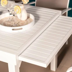 MOBELLIA Table de jardin extensible aluminium 10 places (135/270 x 90 cm) Murano Blanc Online