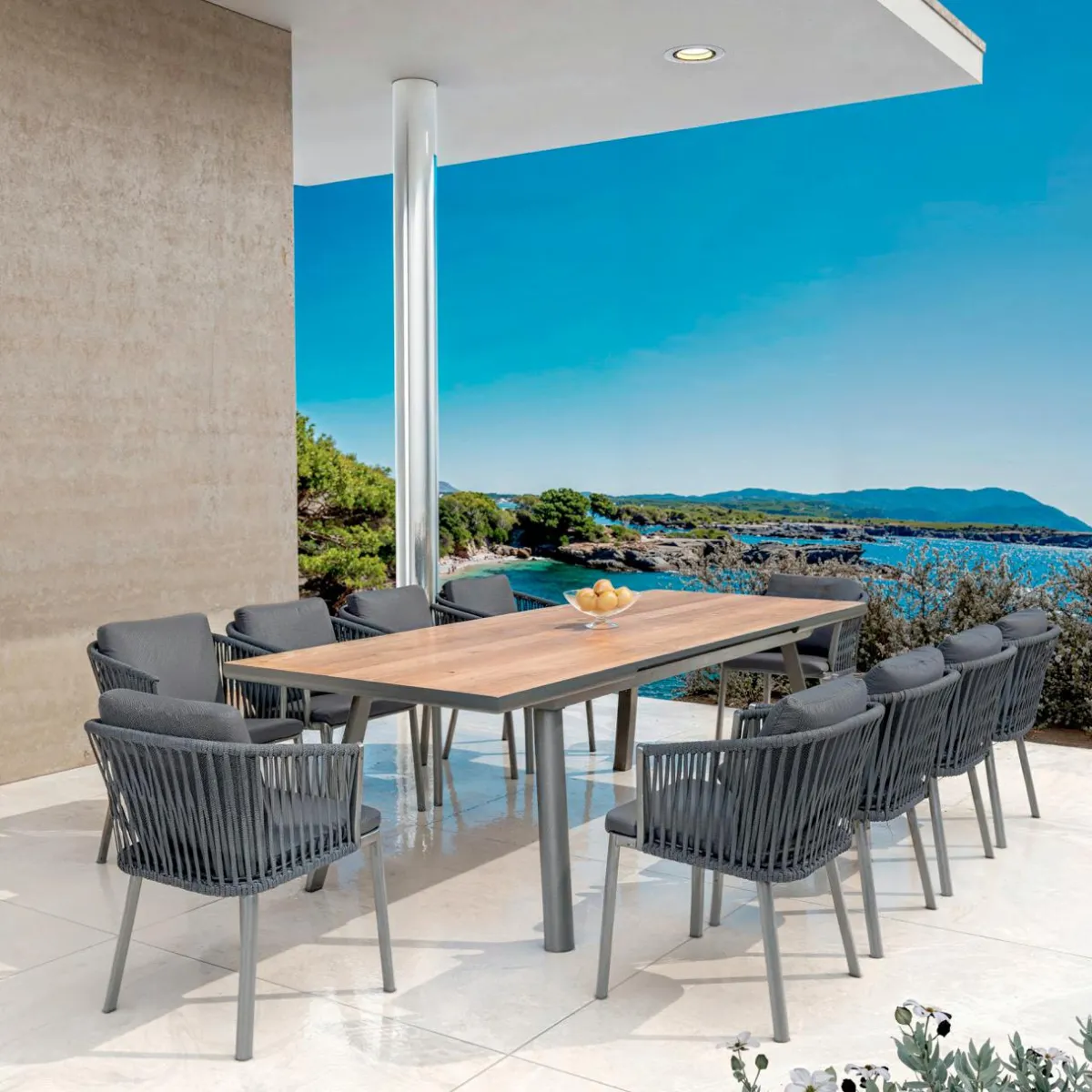 MOBELLIA Table de jardin extensible en aluminium 10 places (260 x 96 cm) Amalfi Gris Anthracite Clearance
