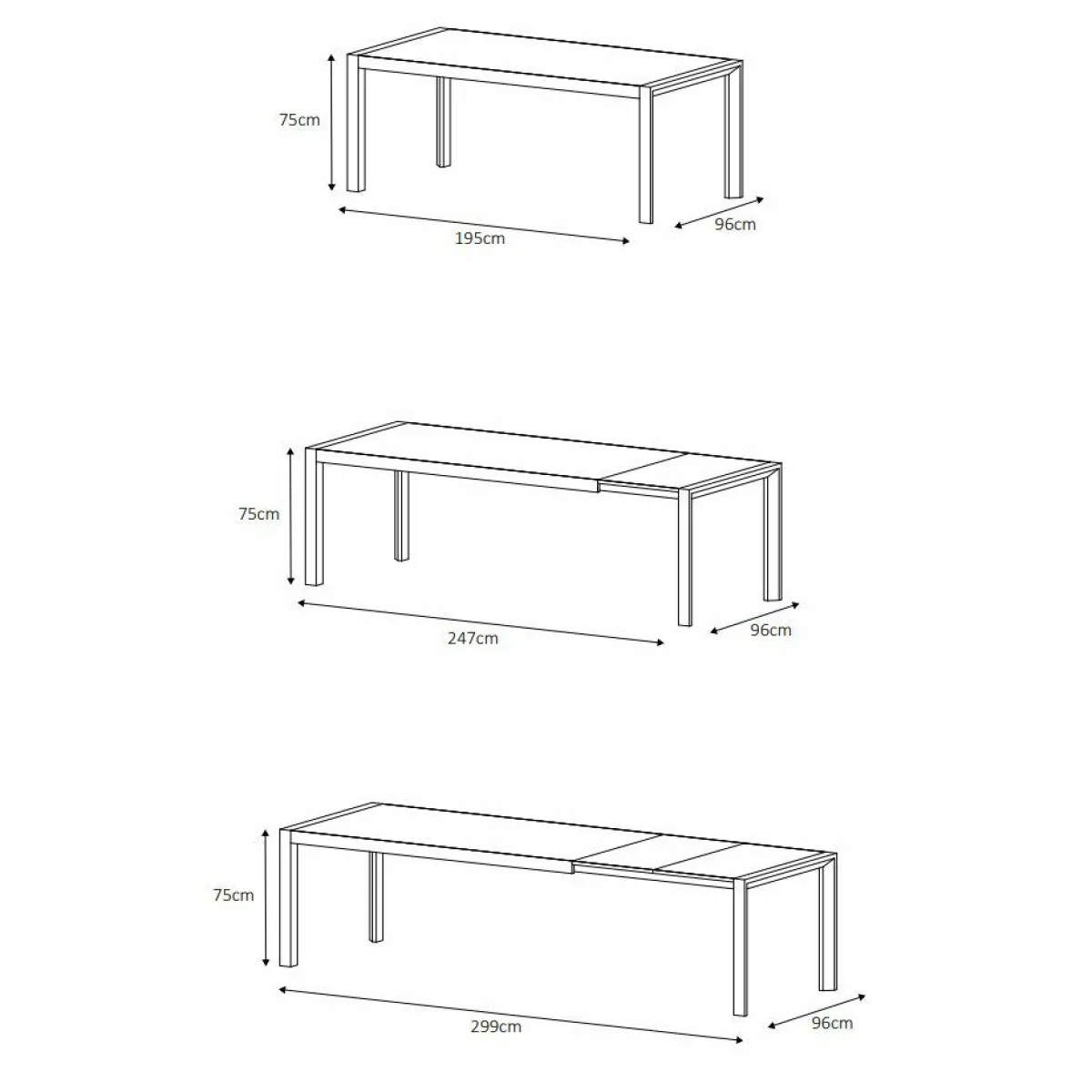 MOBELLIA Table de jardin extensible en aluminium 12 places (195/300 x 96 cm) Amalfi Blanc Online