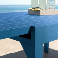 MOBELLIA Table de jardin extensible aluminium 10 places (135/270 x 90 cm) Murano Bleu pétrole Sale