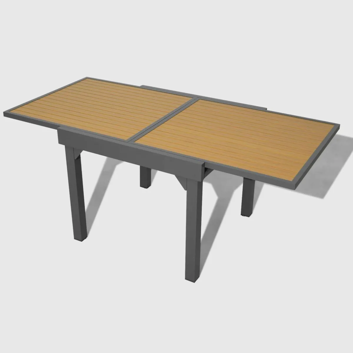 MOBELLIA Table de jardin extensible en aluminium 8 places effet bois (90/180 x 90 cm) Murano Gris Anthracite Best