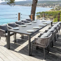 MOBELLIA Table de jardin extensible en aluminium 12 places (195/300 x 96 cm) Amalfi Gris Anthracite Online
