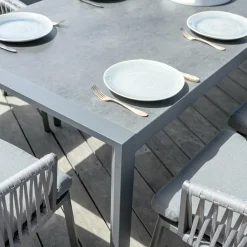 MOBELLIA Table de jardin extensible en aluminium 12 places (195/300 x 96 cm) Amalfi Gris Anthracite Online