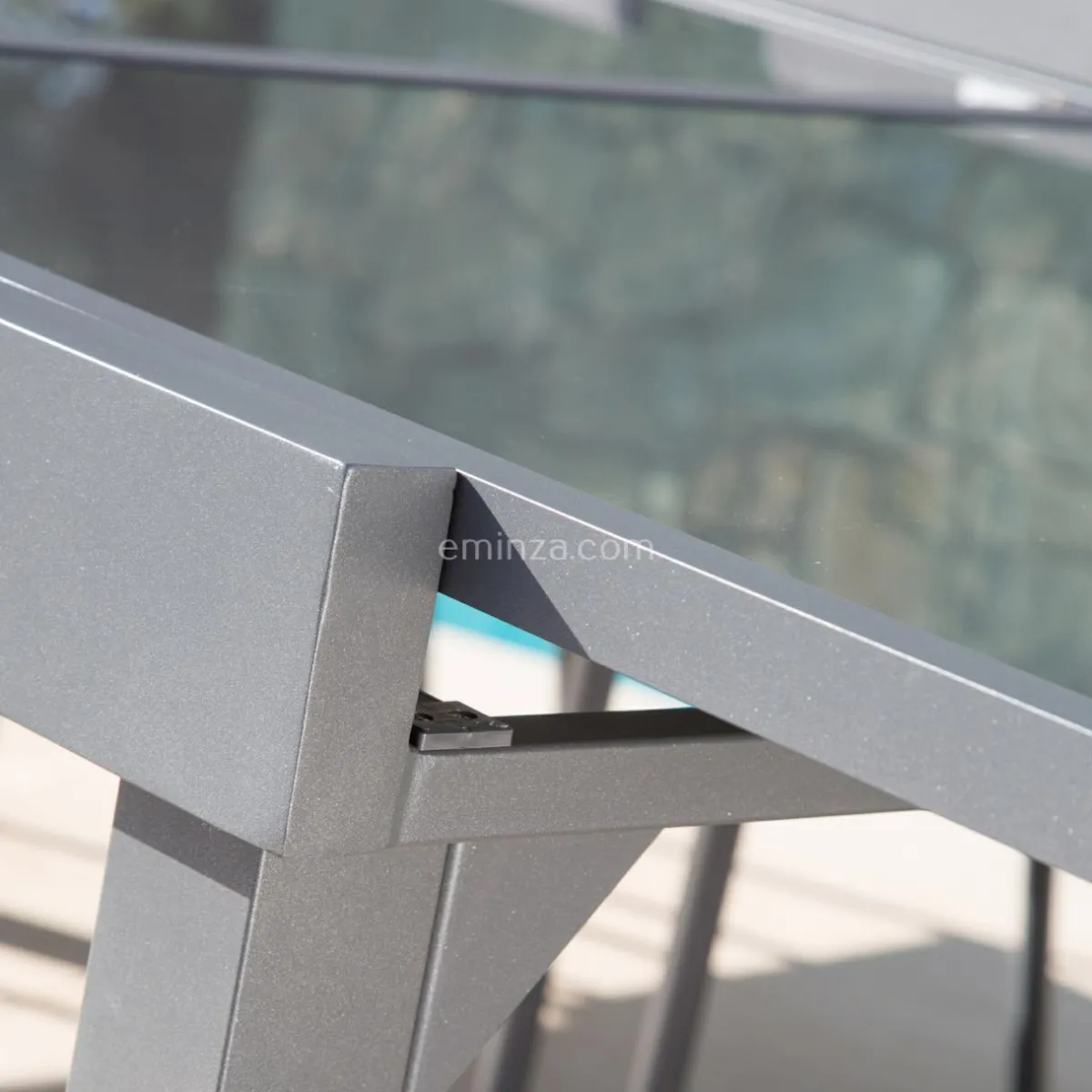 MOBELLIA Table de jardin extensible en verre 10 places (135/270 x 90 cm) Murano Gris Anthracite New