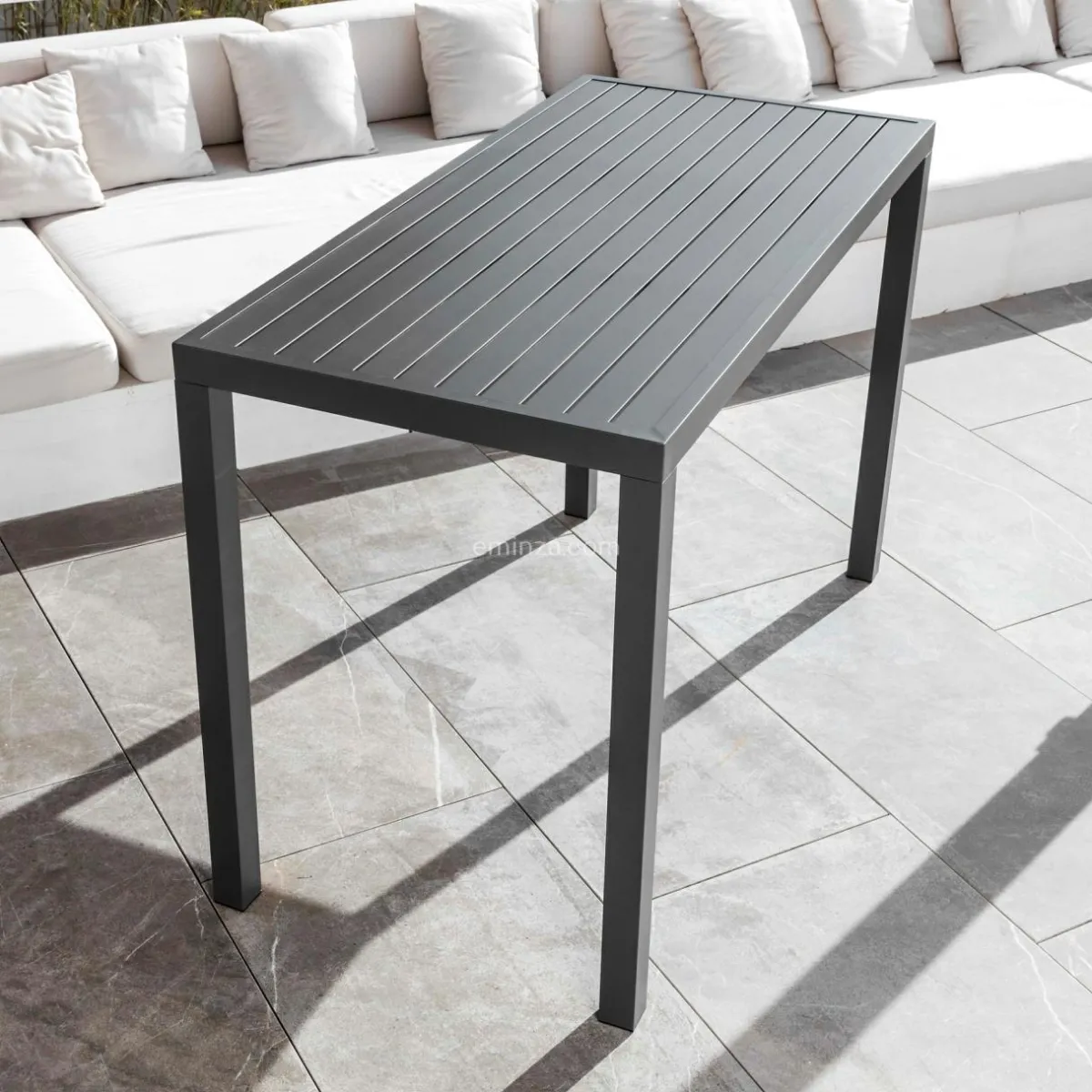 MOBELLIA Table de jardin haute en aluminium 6 places (160 x H105 cm) Murano Gris Anthracite Sale