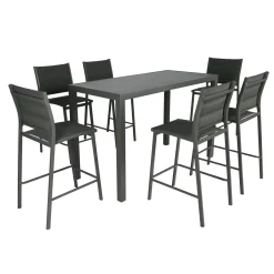 MOBELLIA Table de jardin haute en aluminium 6 places (160 x H105 cm) Murano Gris Anthracite Sale