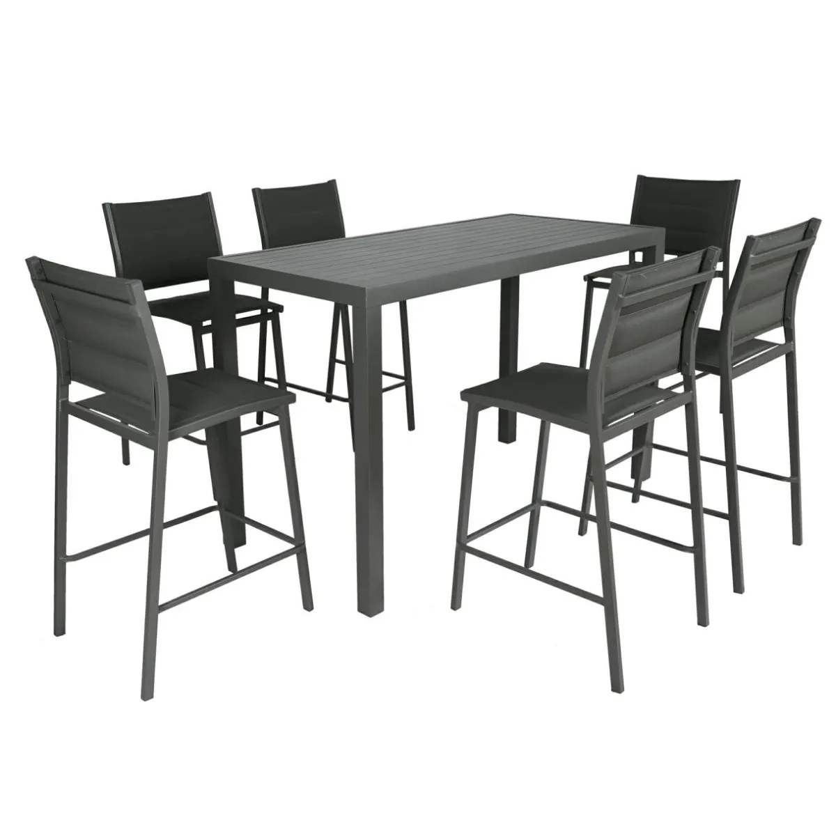 MOBELLIA Table de jardin haute en aluminium 6 places (160 x H105 cm) Murano Gris Anthracite Sale