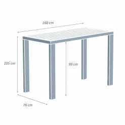 MOBELLIA Table de jardin haute en aluminium 6 places (160 x H105 cm) Murano Gris Anthracite Sale