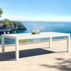 MOBELLIA Table de jardin rectangulaire aluminium 10 places (240 x 120 cm) Murano Blanc New