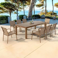 MOBELLIA Table de jardin rectangulaire aluminium 8 places (210 x 100 cm) Murano Bronze Sale