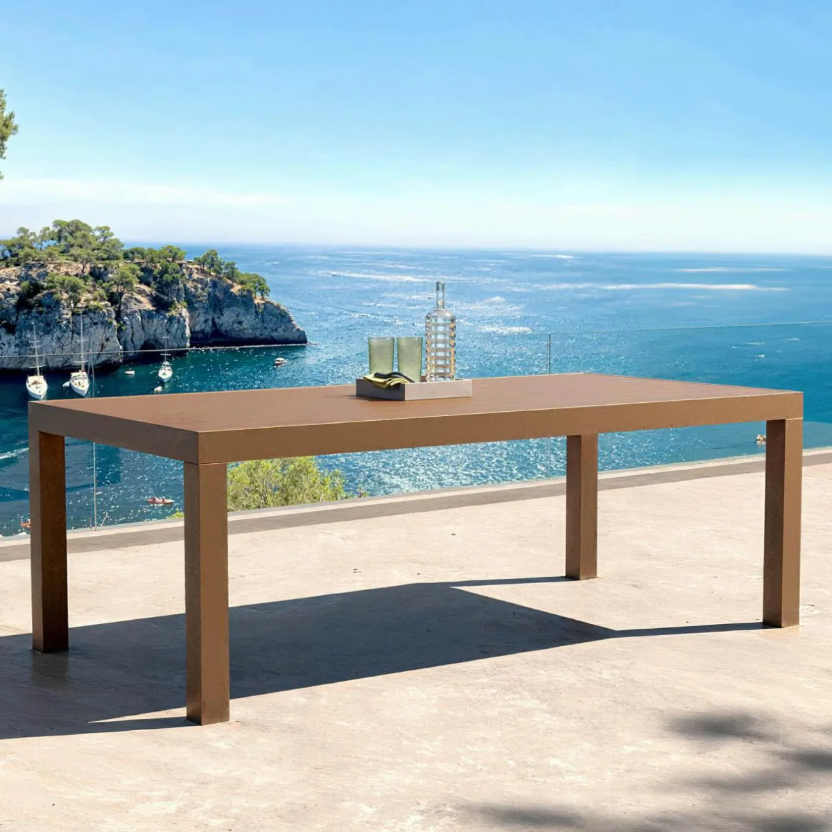 MOBELLIA Table de jardin rectangulaire aluminium 8 places (210 x 100 cm) Murano Bronze Sale