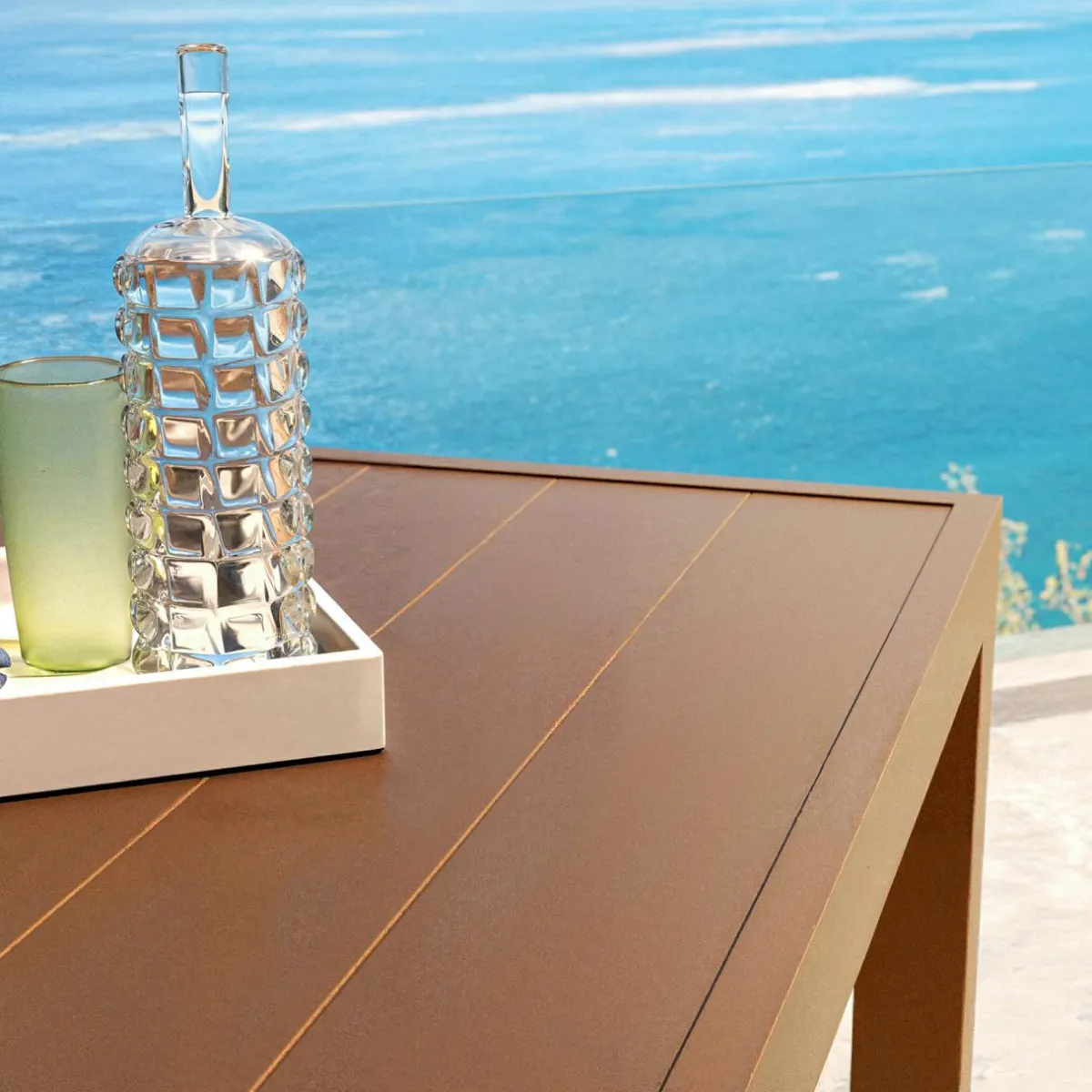 MOBELLIA Table de jardin rectangulaire aluminium 8 places (210 x 100 cm) Murano Bronze Sale