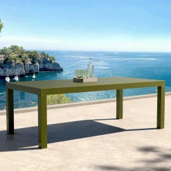 MOBELLIA Table de jardin rectangulaire aluminium 8 places (210 x 100 cm) Murano Vert olive New