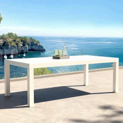 MOBELLIA Table de jardin rectangulaire aluminium 8 places (210 x 100 cm) Murano Blanc Discount