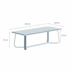 MOBELLIA Table de jardin rectangulaire en aluminium 10 places (240 x 100 cm) Long Beach Gris Anthracite Hot