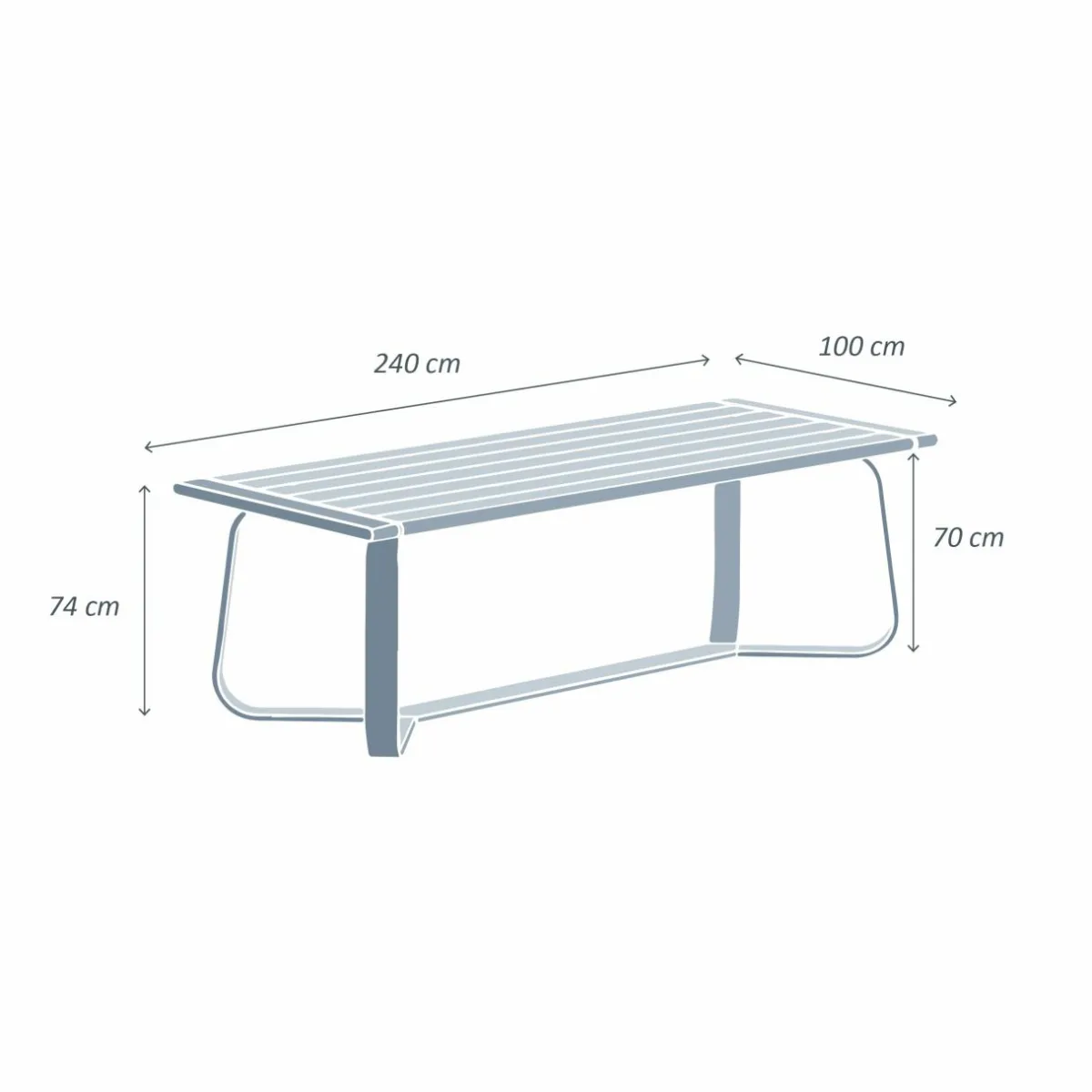 MOBELLIA Table de jardin rectangulaire en aluminium 10 places (240 x 100 cm) Long Beach Gris Anthracite Hot