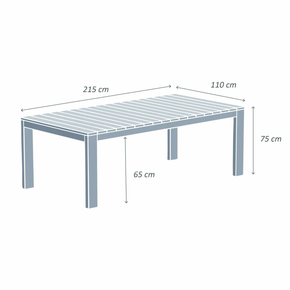 MOBELLIA Table de jardin rectangulaire en bois d'acacia 8 places (215 x 110 cm) Bornéo Naturel Hot