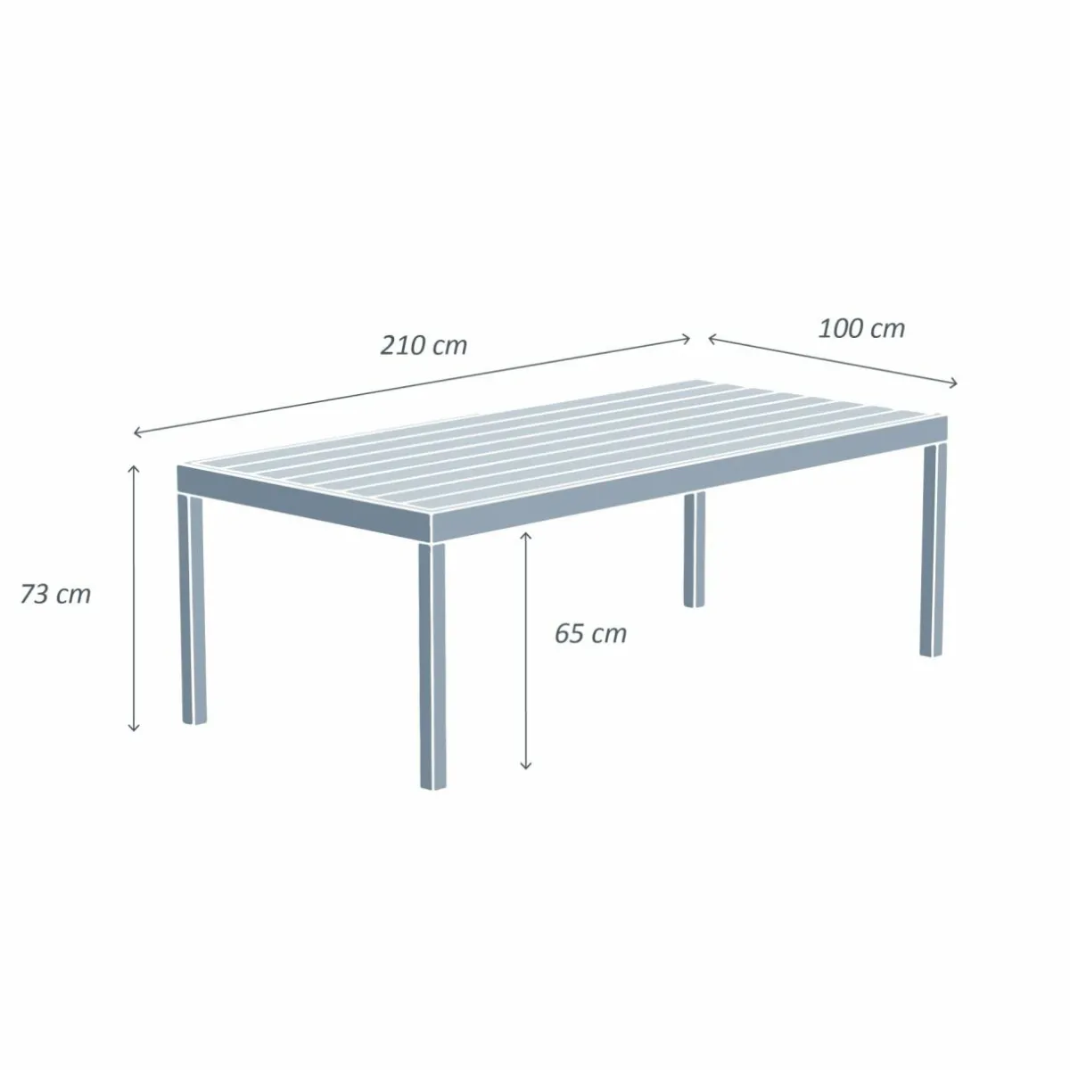 MOBELLIA Table de jardin rectangulaire aluminium 8 places (210 x 100 cm) Murano Bleu pétrole Hot