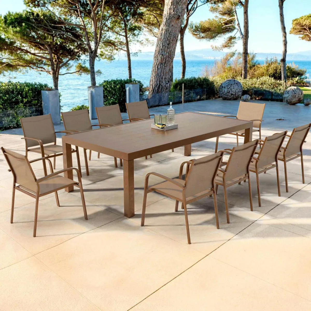 MOBELLIA Table de jardin rectangulaire aluminium 10 places (240 x 120 cm) Murano Bronze Online
