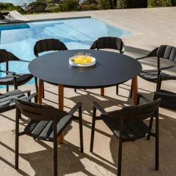 MOBELLIA Table de jardin ronde en aluminium 8 places (D149 cm) Monte Carlo Gris Anthracite Online