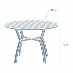 MOBELLIA Table de jardin ronde en aluminium 5 places (D105 cm) Murano Gris Anthracite Clearance