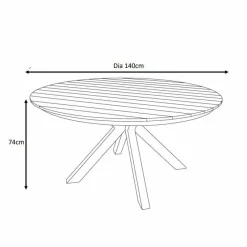 MOBELLIA Table de jardin ronde en aluminium et bois teck 8 places (D140 cm) Bali Blanc