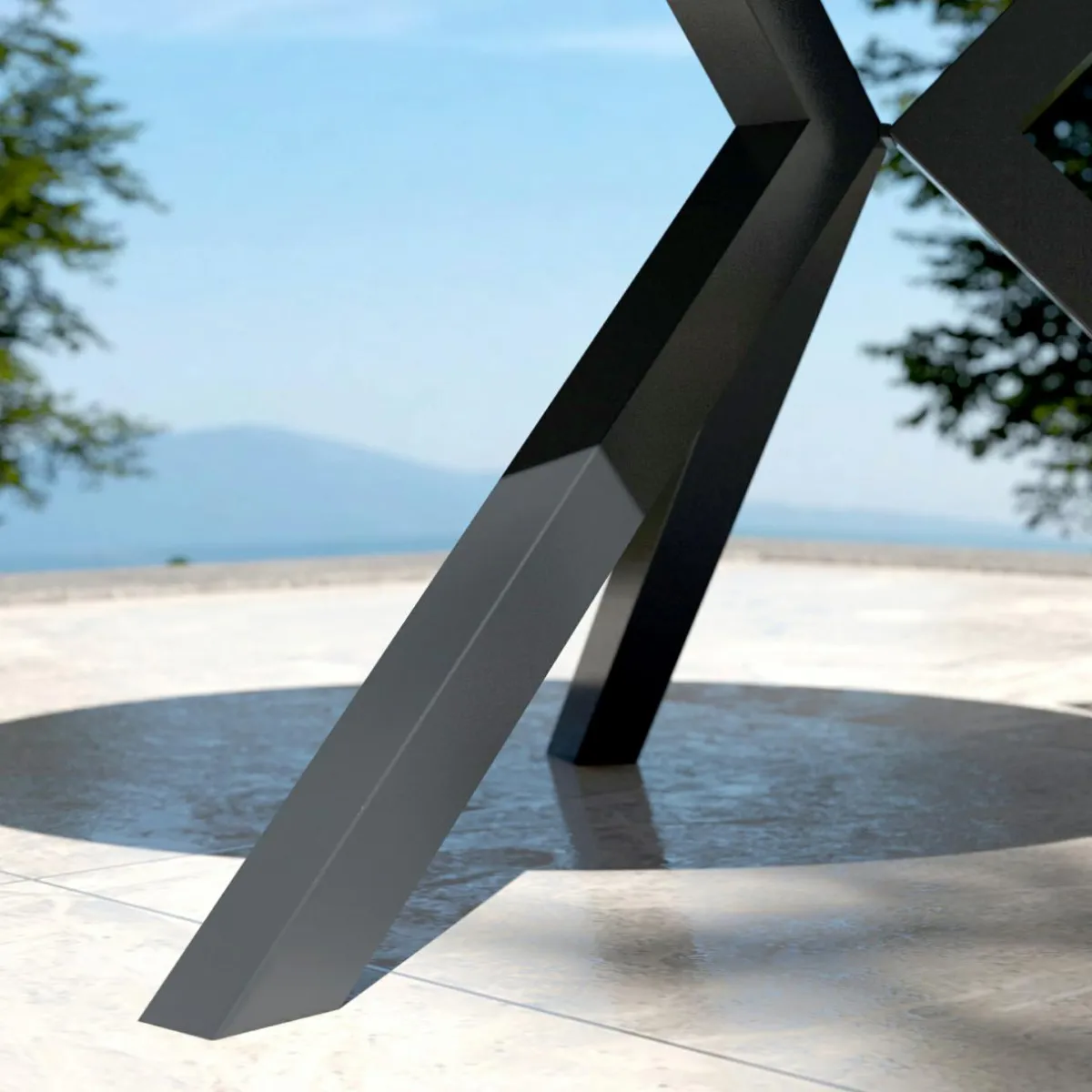 MOBELLIA Table de jardin ronde en aluminium et céramique 6 places (D120 cm) Kore Gris Anthracite Hot