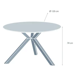 MOBELLIA Table de jardin ronde en aluminium et céramique 6 places (D120 cm) Kore Gris Anthracite Hot