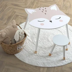Atmosphera createur d'interieur for kids Table enfant bois (H43 cm) Douceur Renard he Blanc Outlet