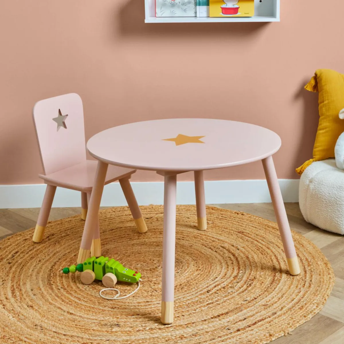 EMINZA Table enfant bois (H44 cm) Stars Rose Discount