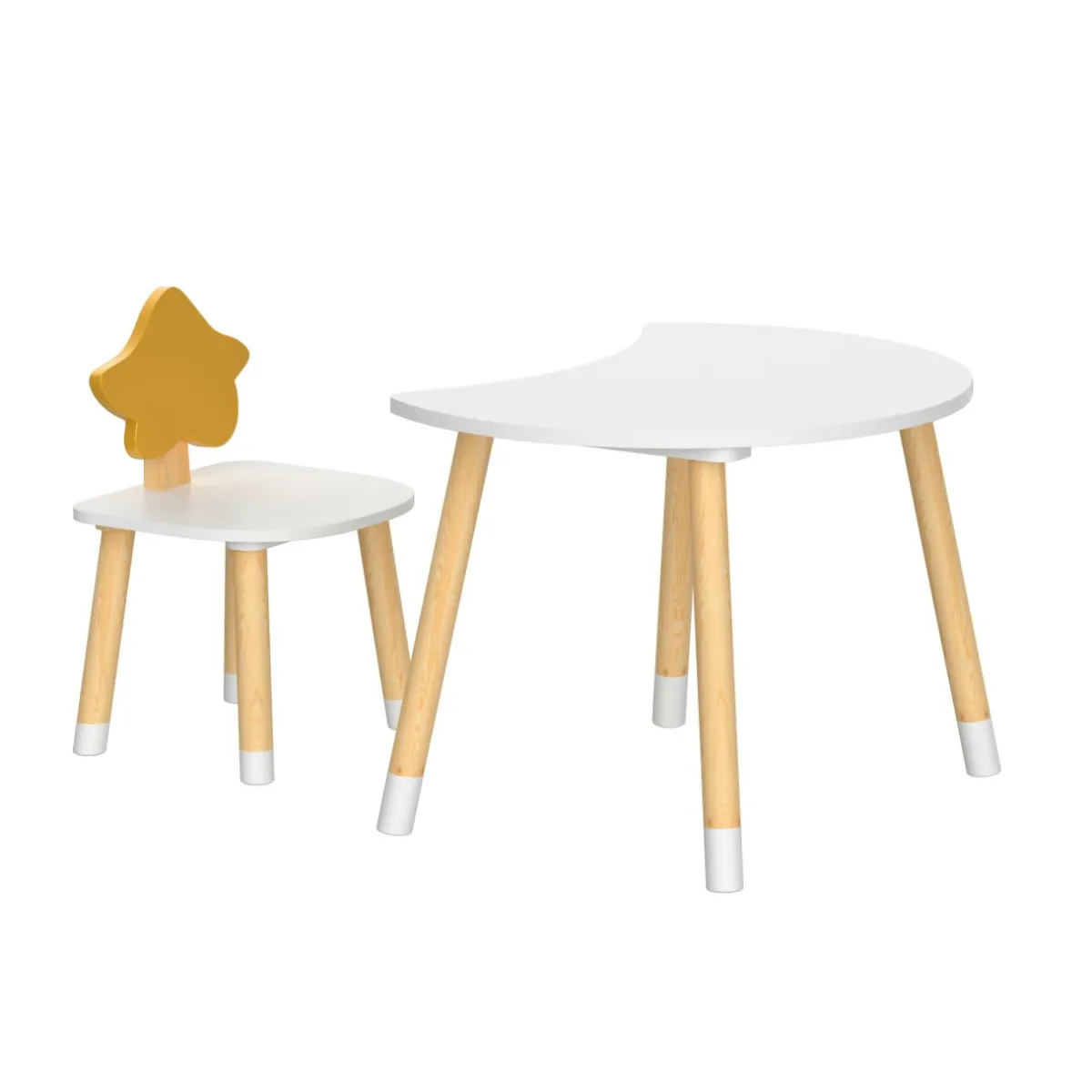 EMINZA Table et 1 chaise enfant bois (H44 cm) Stars Blanc New