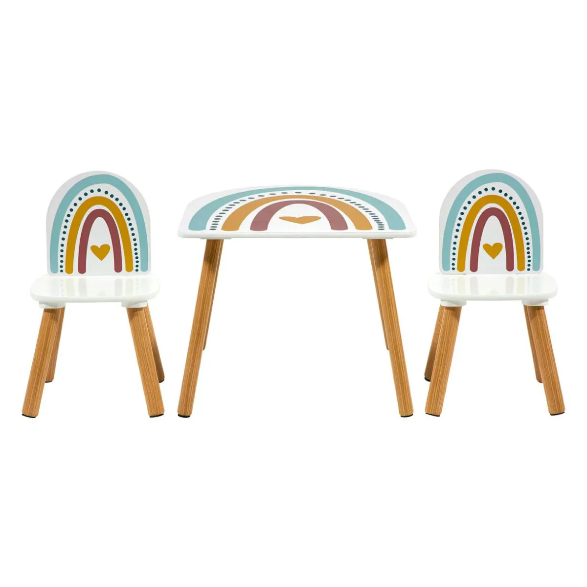 OSTARIA Table et 2 chaises enfant bois Leno Multicolore Best