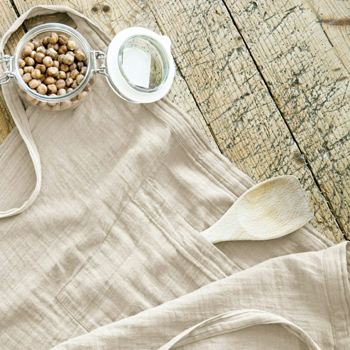 EMINZA Tablier avec poches gaze de coton Gaïa pampa Beige Online
