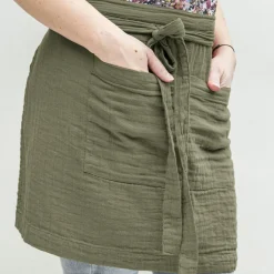 EMINZA Tablier avec poches gaze de coton Gaïa Vert romarin Outlet