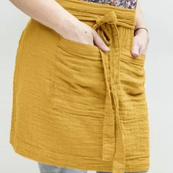EMINZA Tablier avec poches gaze de coton Gaïa Jaune safran Hot