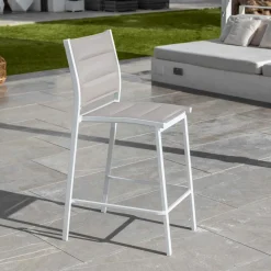 MOBELLIA Tabouret de jardin aluminium empilable Murano et taupe Blanc New