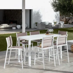 MOBELLIA Tabouret de jardin aluminium empilable Murano et taupe Blanc New