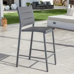 MOBELLIA Tabouret de jardin aluminium empilable Murano Gris Anthracite Clearance