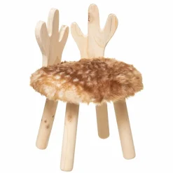 Atmosphera cru017dateur d'intu017drieur for kids Tabouret enfant bois et fausse fourrure (H38 cm) Cerf Marron Hot