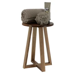 TENDANCE Tabouret plateau bois acacia (H43 cm) Lina Marron Clearance