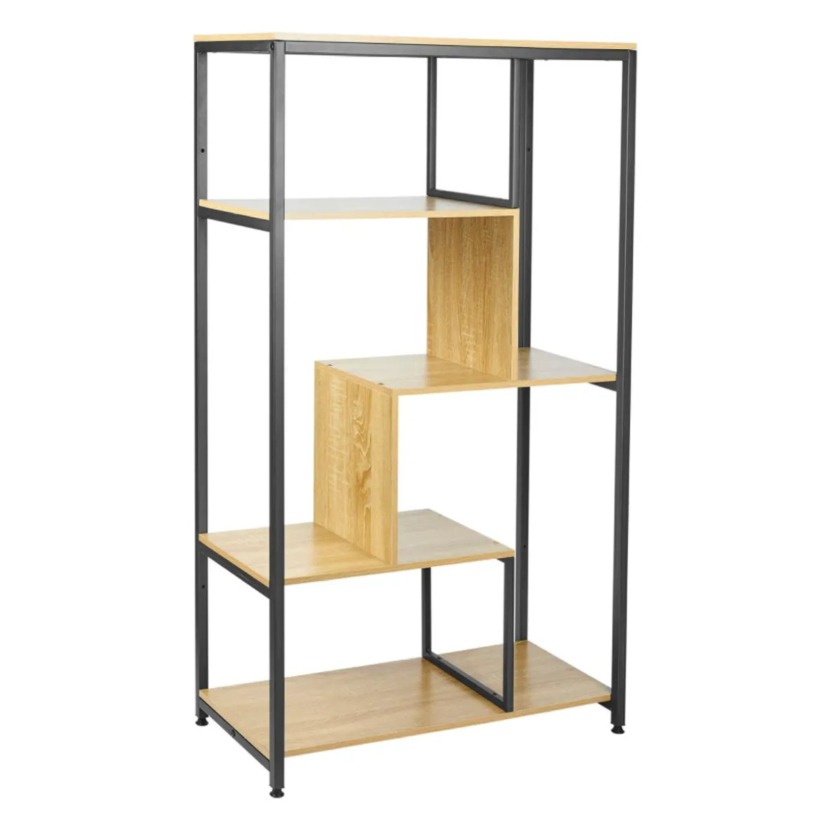 OSTARIA Étagère 4 niveaux bois et métal (H130 cm) Anny e Noir Outlet