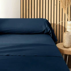 DOUCEUR D'INTERIEUR Taie de traversin coton bio (L185 cm) Biolina Bleu nuit Discount