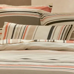 TRADI LINGE Taie de traversin coton lavé (200 cm) Hugo Corail Orange