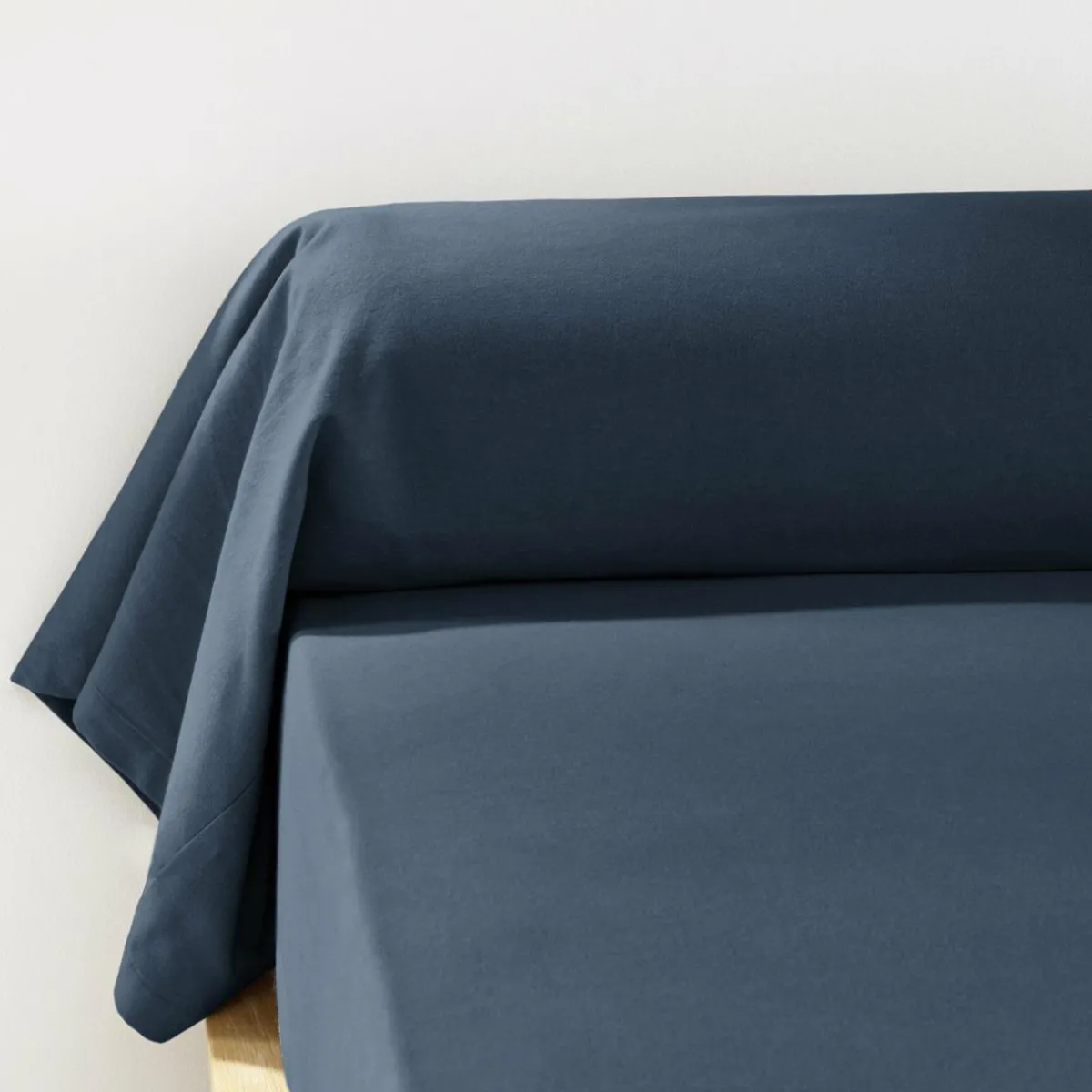 EMINZA Taie de traversin flanelle de coton (L185 cm) Théa Bleu nuit Clearance