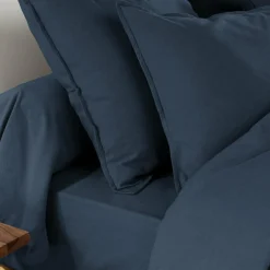 EMINZA Taie de traversin flanelle de coton (L185 cm) Théa Bleu nuit Clearance