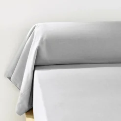 EMINZA Taie de traversin flanelle de coton (L185 cm) Théa Gris clair Discount